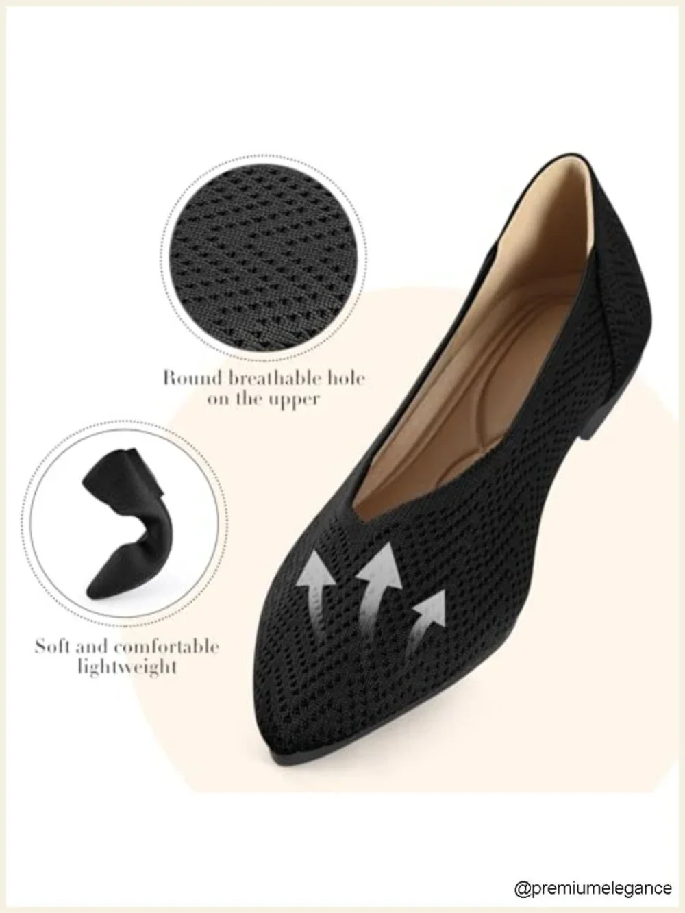 Women's Knit Ballet Flats Pointed Toe Slip-On Dress Shoes Comfortable Work Flats